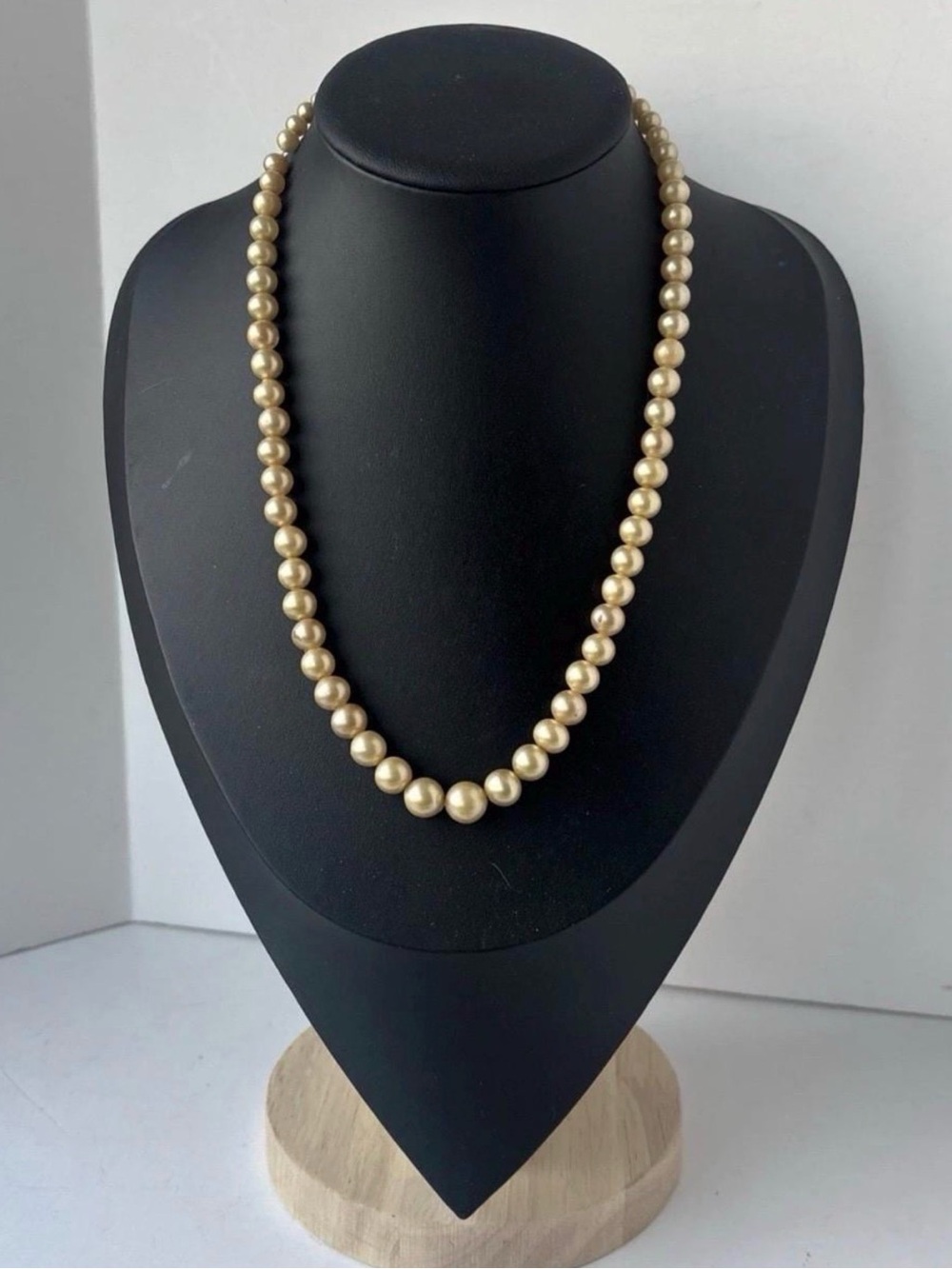Vtg 18" Graduated Glass Faux Pearl Necklace Sterling Silver Filigree Clasp 33g